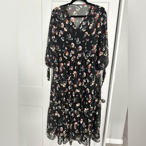Flowy floral Madewell maxi with removable black slip dress